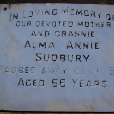 SUDBURY Alma Annie -1976