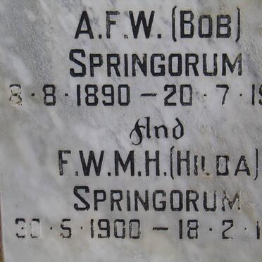 SPRINGORUM A.F.W. 1890-1942 &amp; F.W.M.H. 1900-1988
