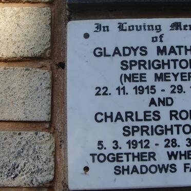 SPRIGHTON Charles Robson 1912-2002 &amp; Gladys Mathilda MEYER 1915-1991