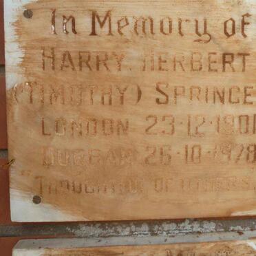 SPRINGETT Harry Herbert 1901-1978