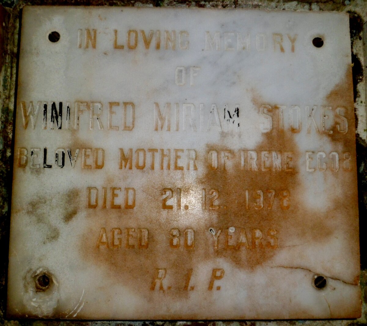 STOKES Winifred Miriam -1978