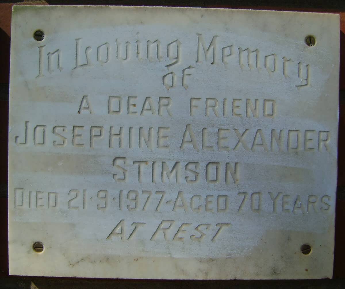 STIMSON Josephine Alexander -1977