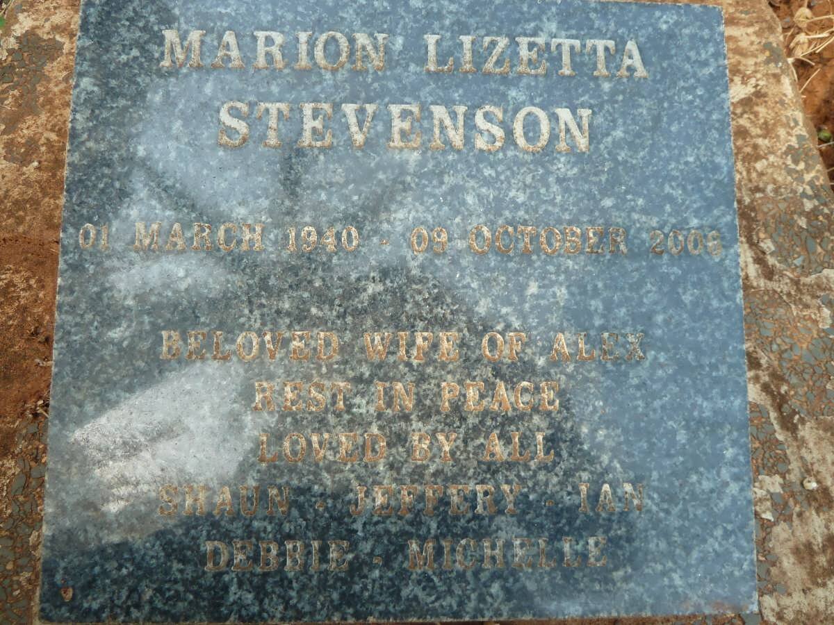STEVENSON Marion Lizetta 1940-2006