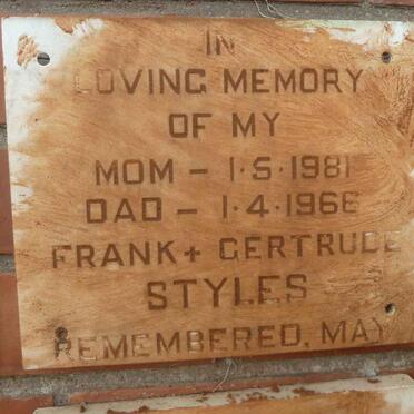 STYLES Frank -1966 &amp; Gertrude -1981