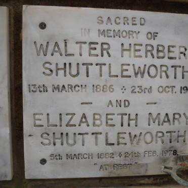 SHUTTLEWORTH Walter Herbert 1886-1970 &amp; Elizabeth Mary 1882-1978