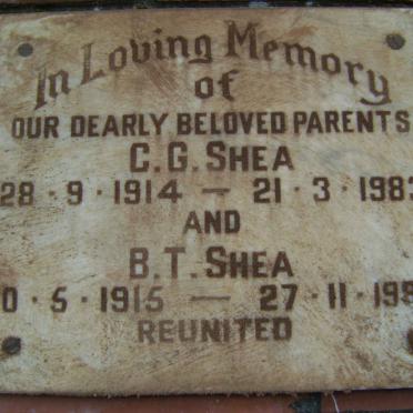 SHEA C.G. 1914-1983 &amp; B.T. 1915-1987
