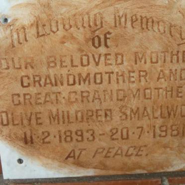 SMALLWOOD Olive Mildred 1893-1981