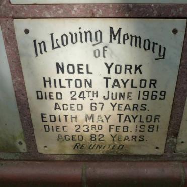 TAYLOR Noel York Hilton -1969 &amp; Edith May -1981