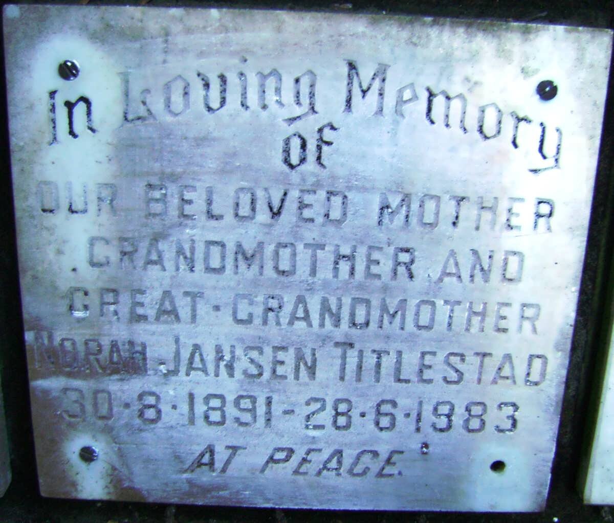 TITLESTAD Norah Jansen 1891-1983