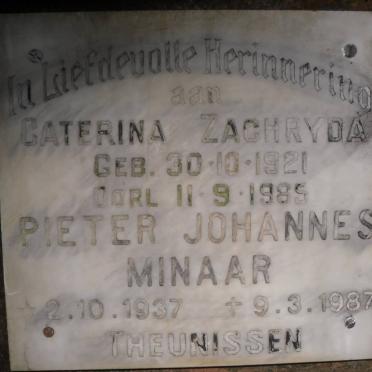 THEUNISSEN Pieter Johannes Minaar 1937-1987 &amp; Caterina Zachryda 1921-1985