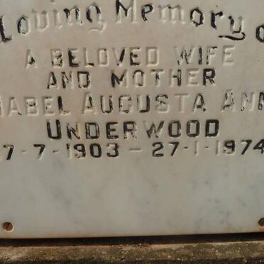 UNDERWOOD Mabel Augusta Ann 1903-1974