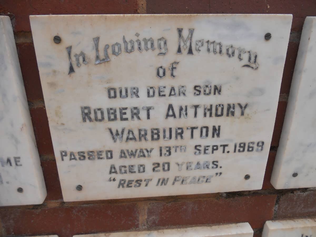 WARBURTON Robert Anthony -1969
