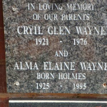 WAYNE Cyril Glen 1921-1976 &amp; Alma Elaine HOLMES 1925-1995