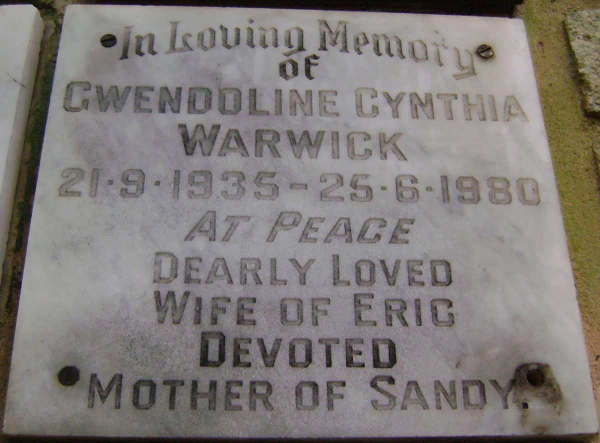 WARWICK Gwendoline Cynthia 1935-1980