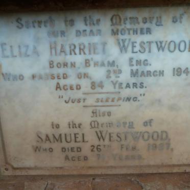 WESTWOOD Samuel  -1927 &amp; Eliza Harriet -1940
