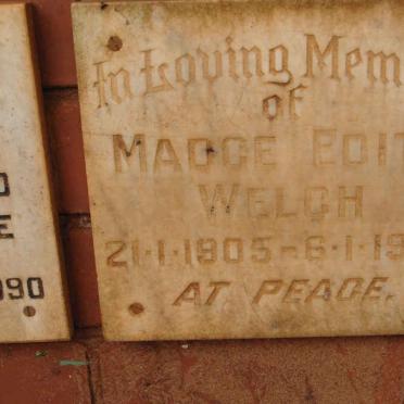 WELCH Madge Edith 1905-1980