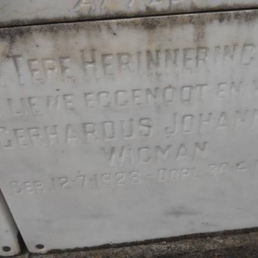 WIGMAN Gerhardus Johannes 1928-1973