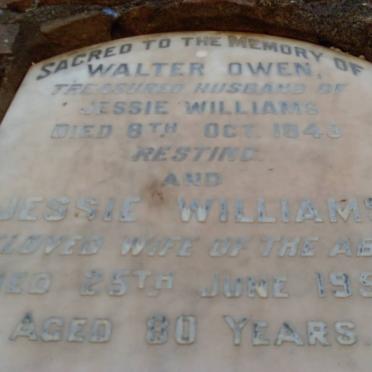 WILLIAMS Walter Owen -1943 &amp; Jessie -1953