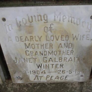 WINTER Janet Galbraith 1904-1981