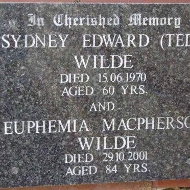 WILDE Sydney Edward -1970 &amp; Euphemia Macpherson -2001