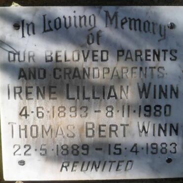 WINN Thomas Bert 1889-1983 &amp; Irene Lillian 1893-1980