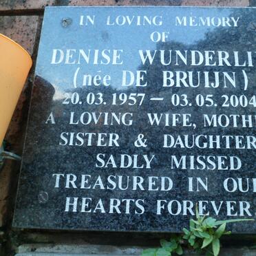 WUNDERLIN Denise nee DE BRUIJN 1957-2004