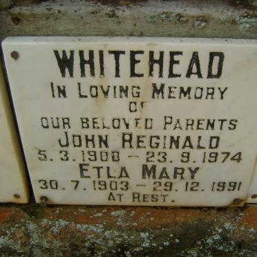 WHITEHEAD John Reginald 1900-1974 &amp; Etla Mary 1903-1991
