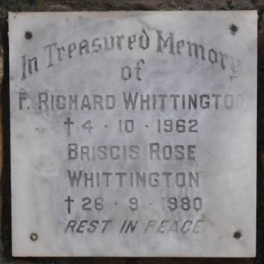 WHITTINGTON F. Richard -1962 &amp; Briscis Rose -1980
