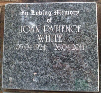 WHITE Joan Patience 1924-2011