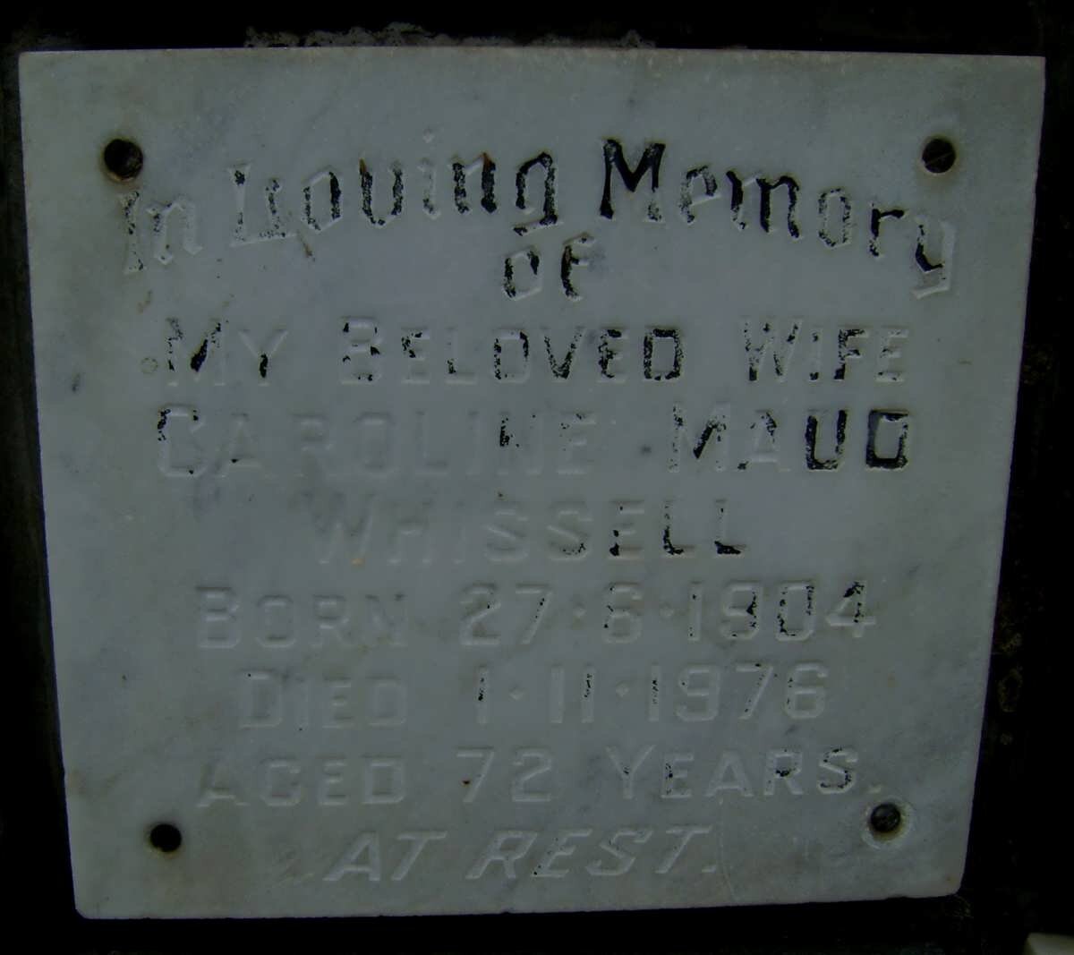 WHISSELL Caroline Maud 1904-1976