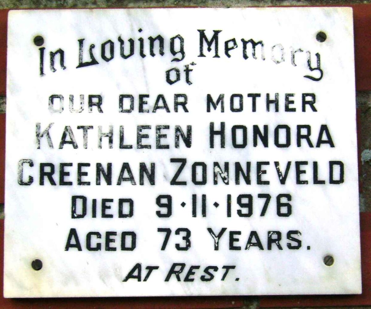 ZONNEVELD Kathleen Honora Creenan -1976
