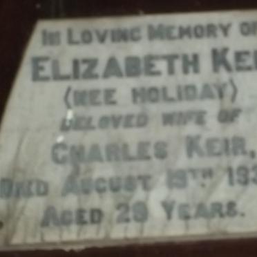 KEIR Elizabeth nee HOLIDAY -1937
