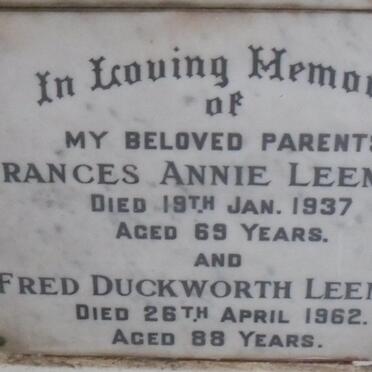 LEEMING Fred Duckworth -1962 &amp; Frances Annie -1937