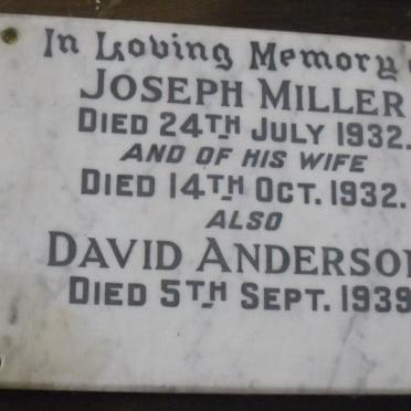 MILLER Joseph -1932 &amp;  Mary Ann -1932 :: ANDERSON David -1939