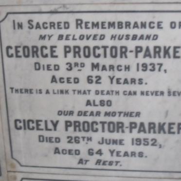 PARKER George, PROCTER -1937 &amp;  Cicely -1952