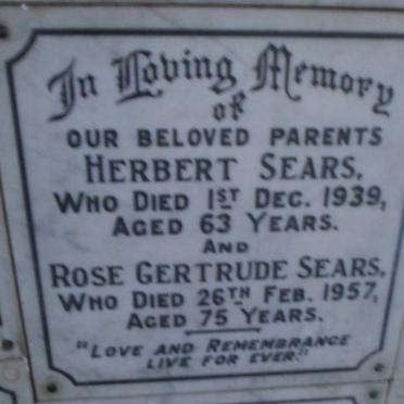 SEARS Herbert -1939 &amp; Rose Gertrude -1957
