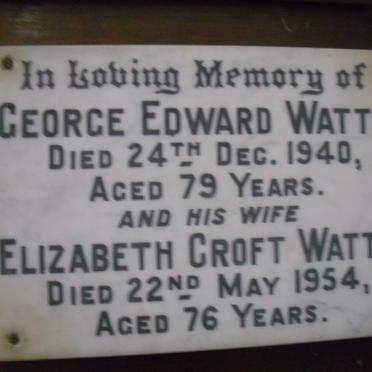 WATTS George Edward -1940 &amp; Elizabeth Croft -1954