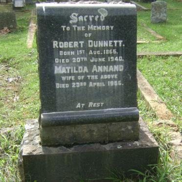 DUNNETT Robert 1866-1940 &amp; Matilda ANNAND -1956