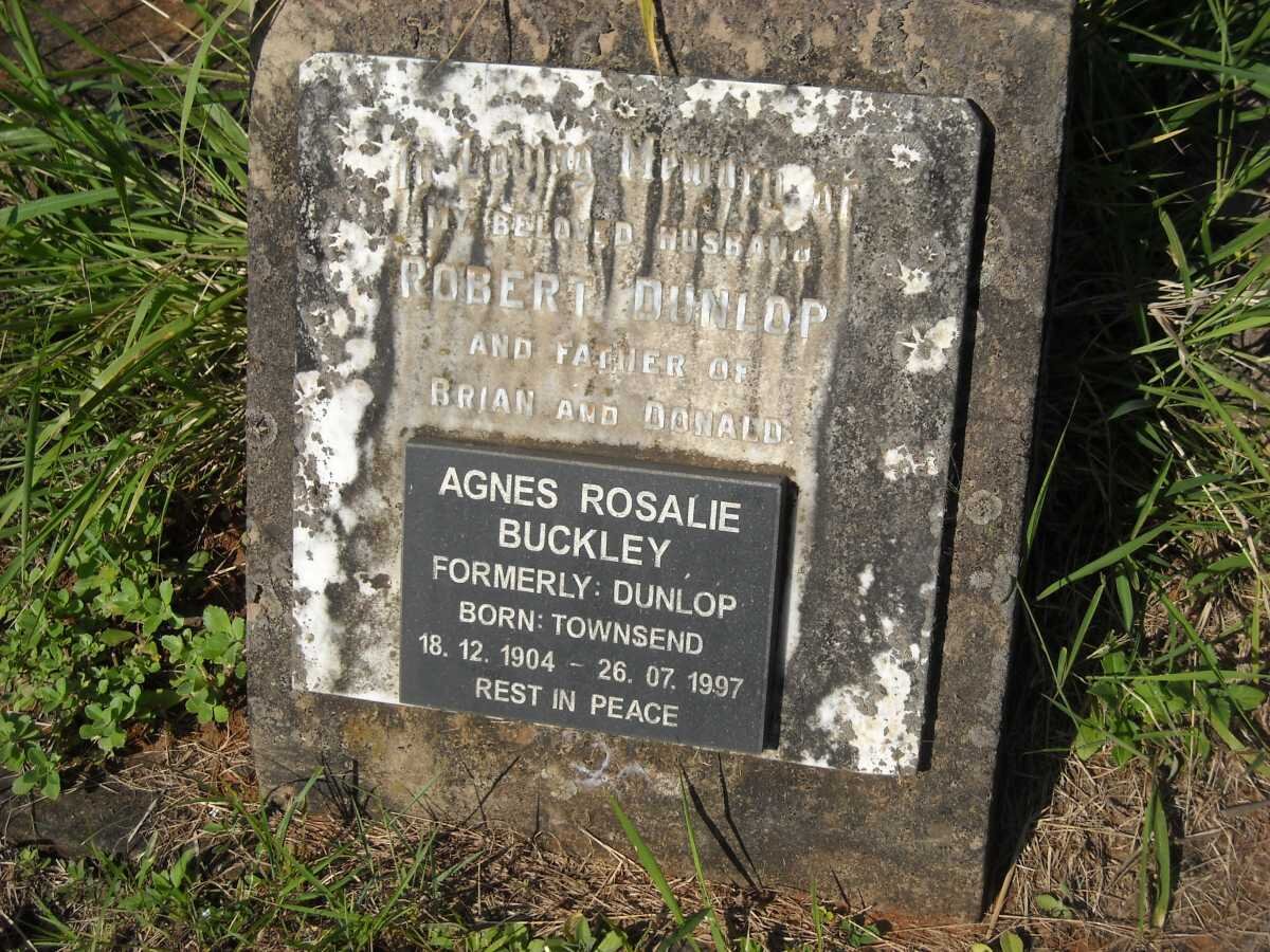 DUNLOP Robert -1954 :: BUCKLEY Agnes Rosalie formerly DUNLOP nee TOWNSEND 1904-1997
