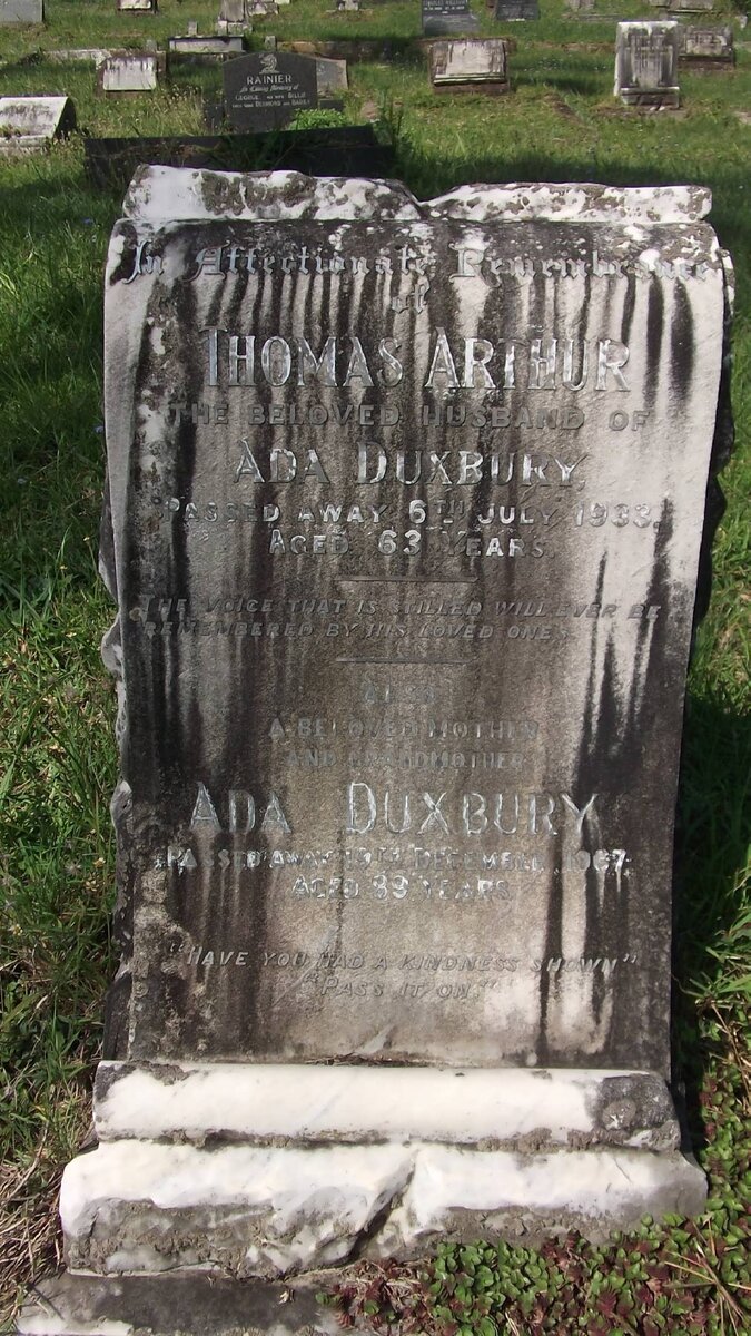 DUXBURY Thomas Arthur -1933 &amp; Ada -1967