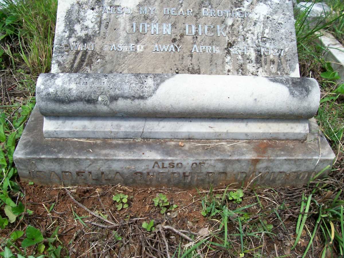 DAVIDSON James -1919 :: DICK John -1927 :: DAVIDSON Isabella nee SHEPHERD -1962