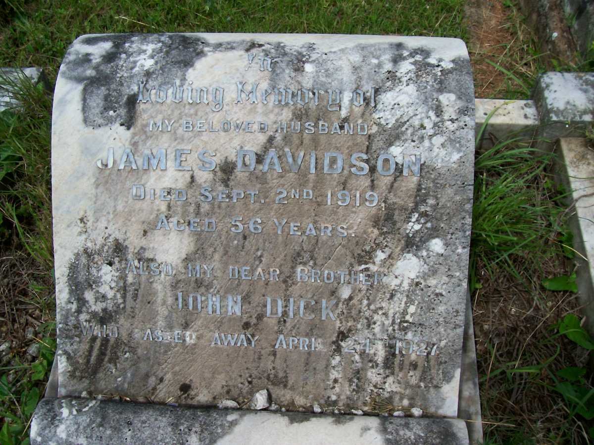 DAVIDSON James -1919 :: DICK John -1927 :: DAVIDSON Isabella nee SHEPHERD -1962