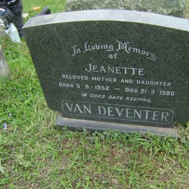 DEVENTER Jeanette, van 1952-1980
