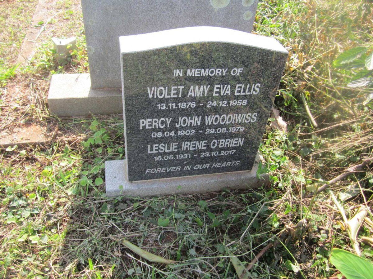 ELLIS Violet Amy Eva 1876-1958 :: WOODIWISS Percy John 1902-1979 :: O'BRIEN Leslie Irene 1931-2017