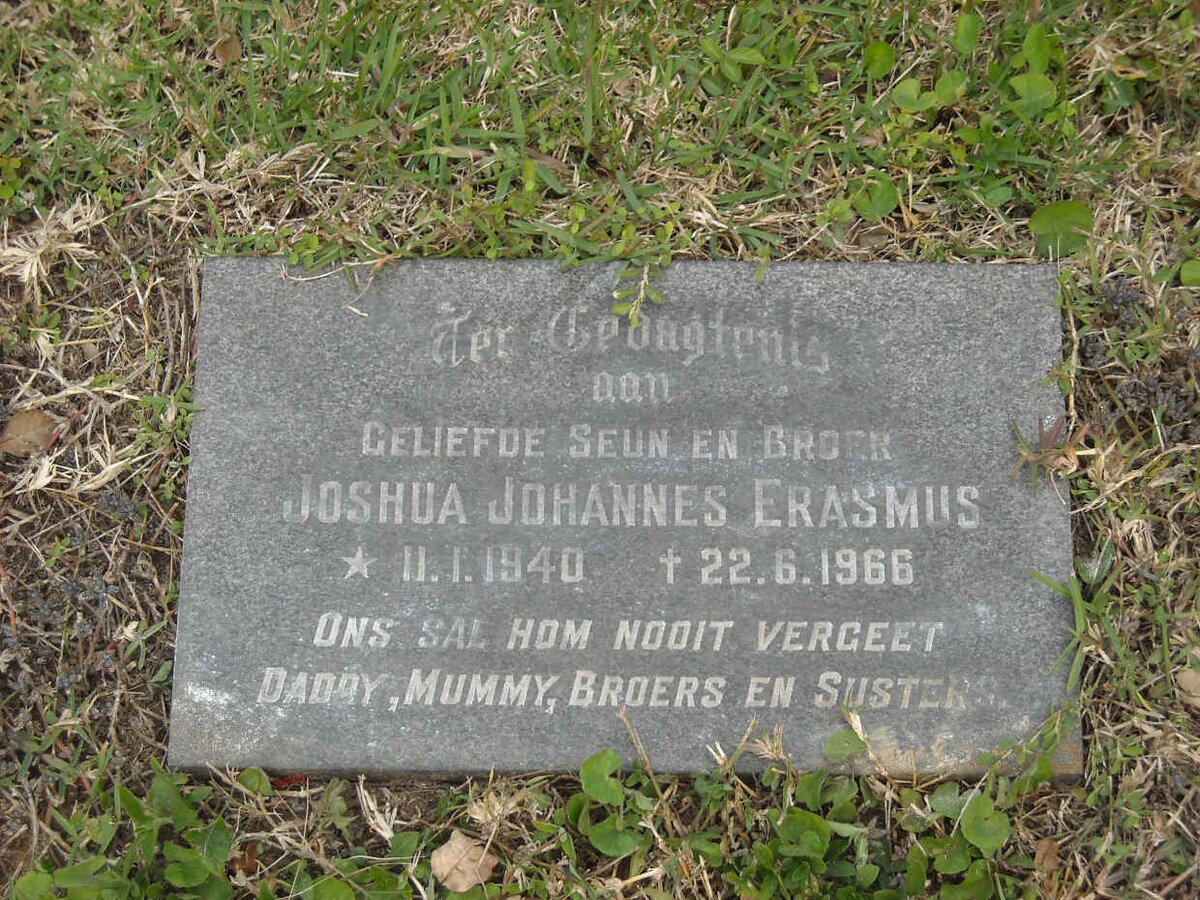 ERASMUS Joshua Johannes 1940-1966
