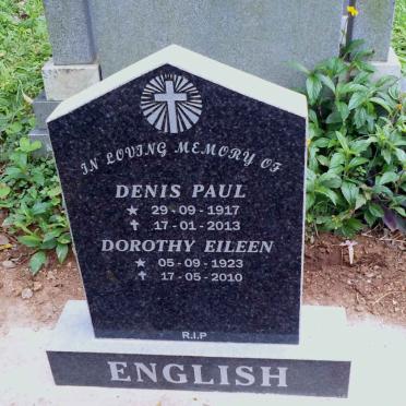 ENGLISH Denis Paul 1917-2013 &amp; Dorothy Eileen 1923-2010