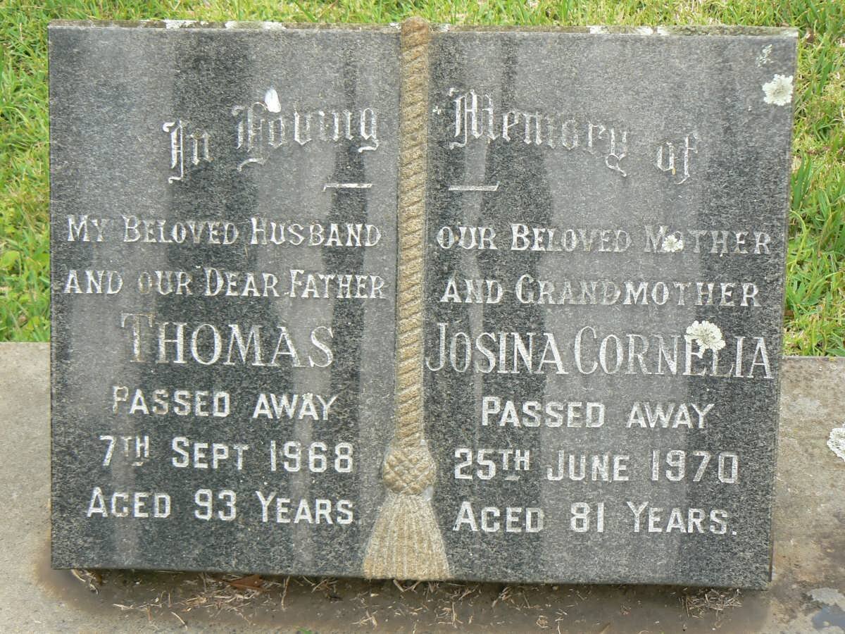 FULLERTON Thomas -1968 &amp; Josina Cornelia -1970