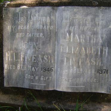 FIVEASH John H.L. -1946 &amp; Martha Elizabeth -1971