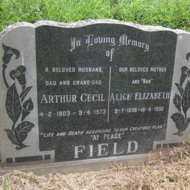 FIELD Arthur Cecil 1903-1973 &amp; Alice Elizabeth 1898-1992