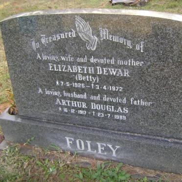 FOLEY Arthur Douglas 1917-1989 &amp; Elizabeth DEWAR 1926-1972